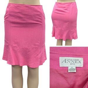 Casual Corner Annex Pink Flounce Hem Skirt Linen Rayon Blend A Line Womens 6